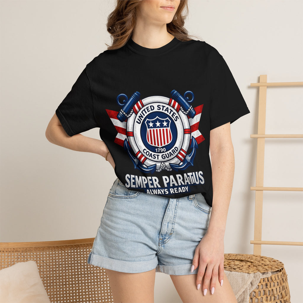 US Coast Guard “Semper Paratus” Emblem T-Shirt — Always Ready Patriotic Tee