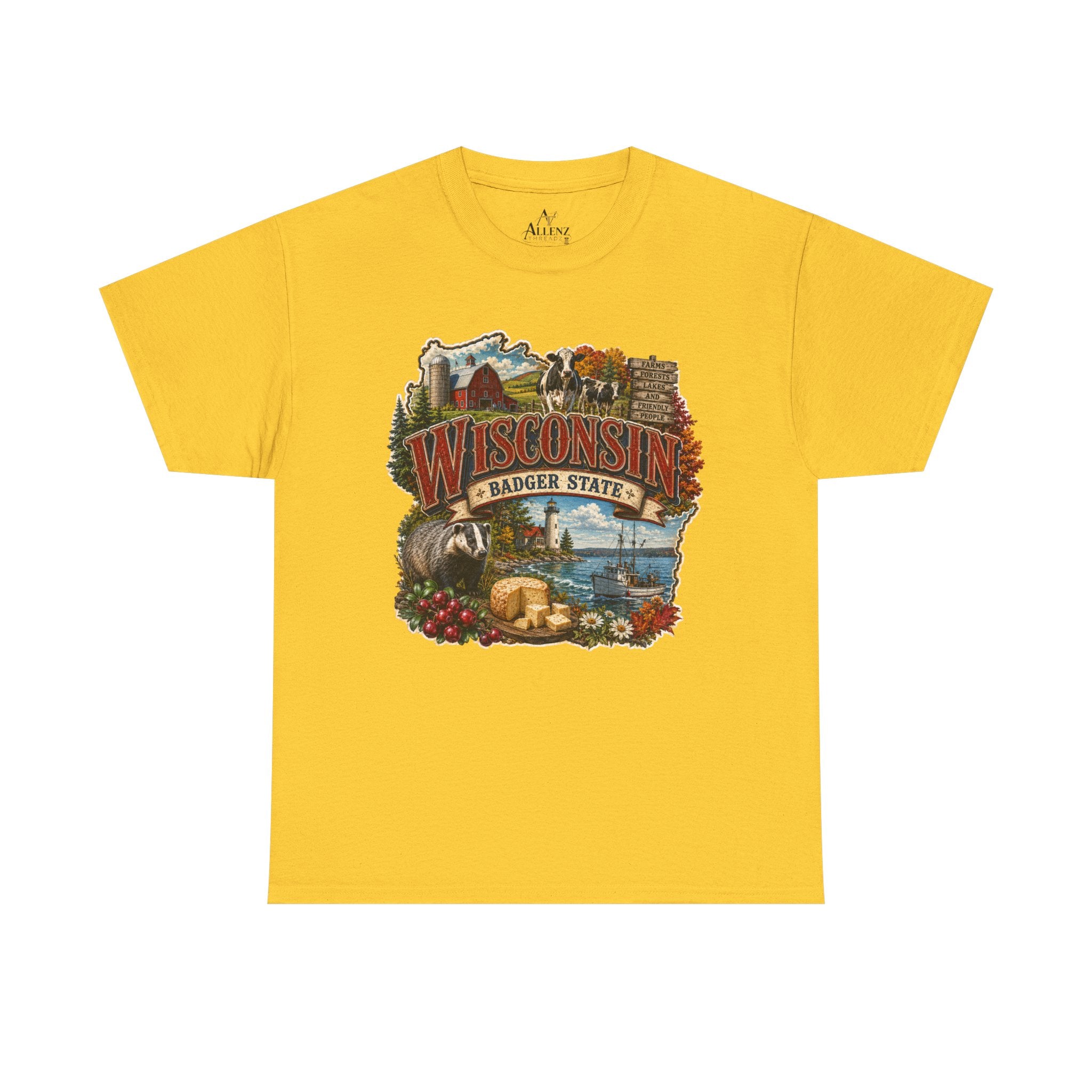 Unisex Heavy Cotton Tee🧀🌲 Wisconsin – Proudly the Badger State 🚤🐄
