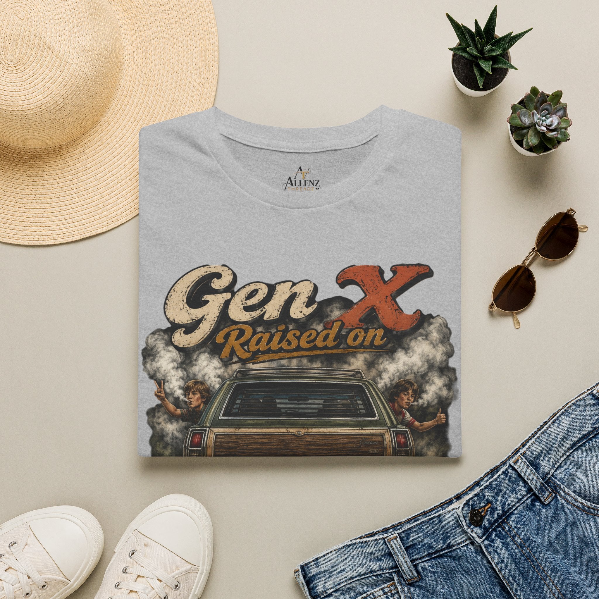 Gen X T-Shirt — "Raised on Secondhand Smoke, Hose Water, Neglect" Retro Car Vintage Tee