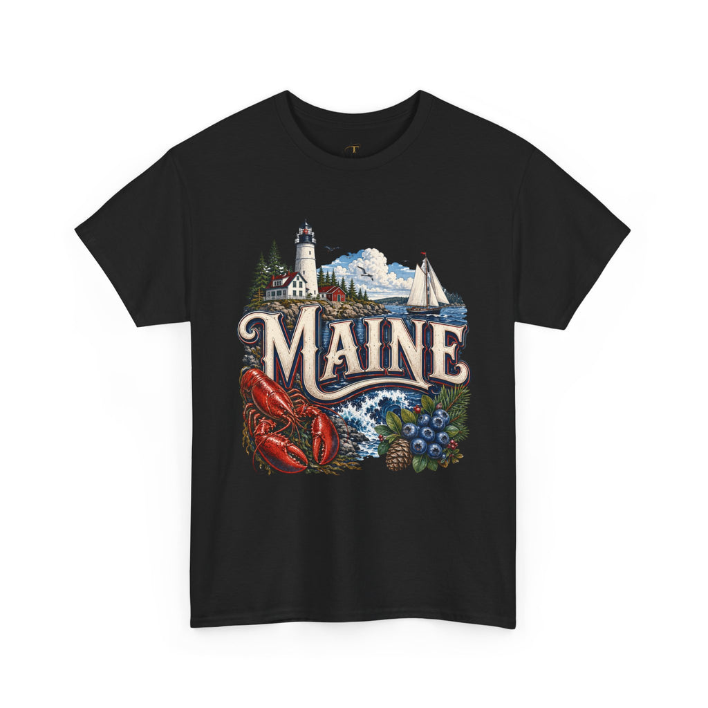 Unisex Heavy Cotton Tee 🦞 Maine – Coastal Beauty and New England Charm 🦞