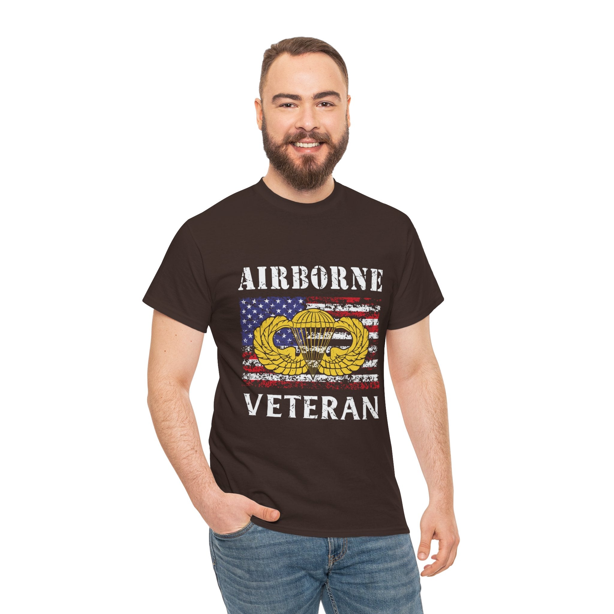 🪂 Airborne Veteran Patriotic Unisex Heavy Cotton Tee