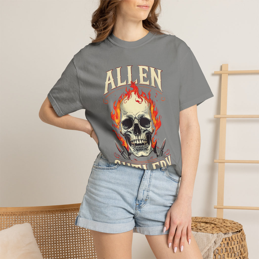 Skull and Flames Cutlery T-Shirt — Allen Cutlery Graphic Tee