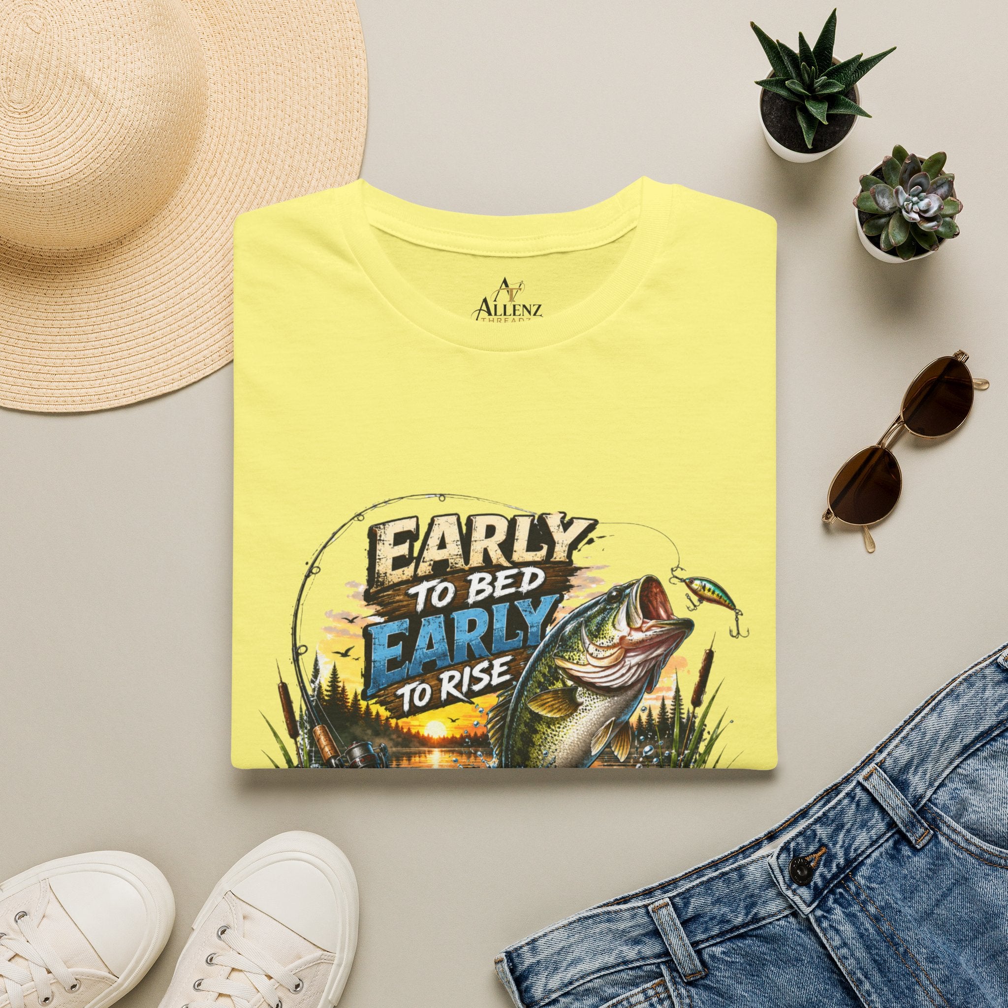 Early To Bed Fishing Unisex Softstyle T-Shirt