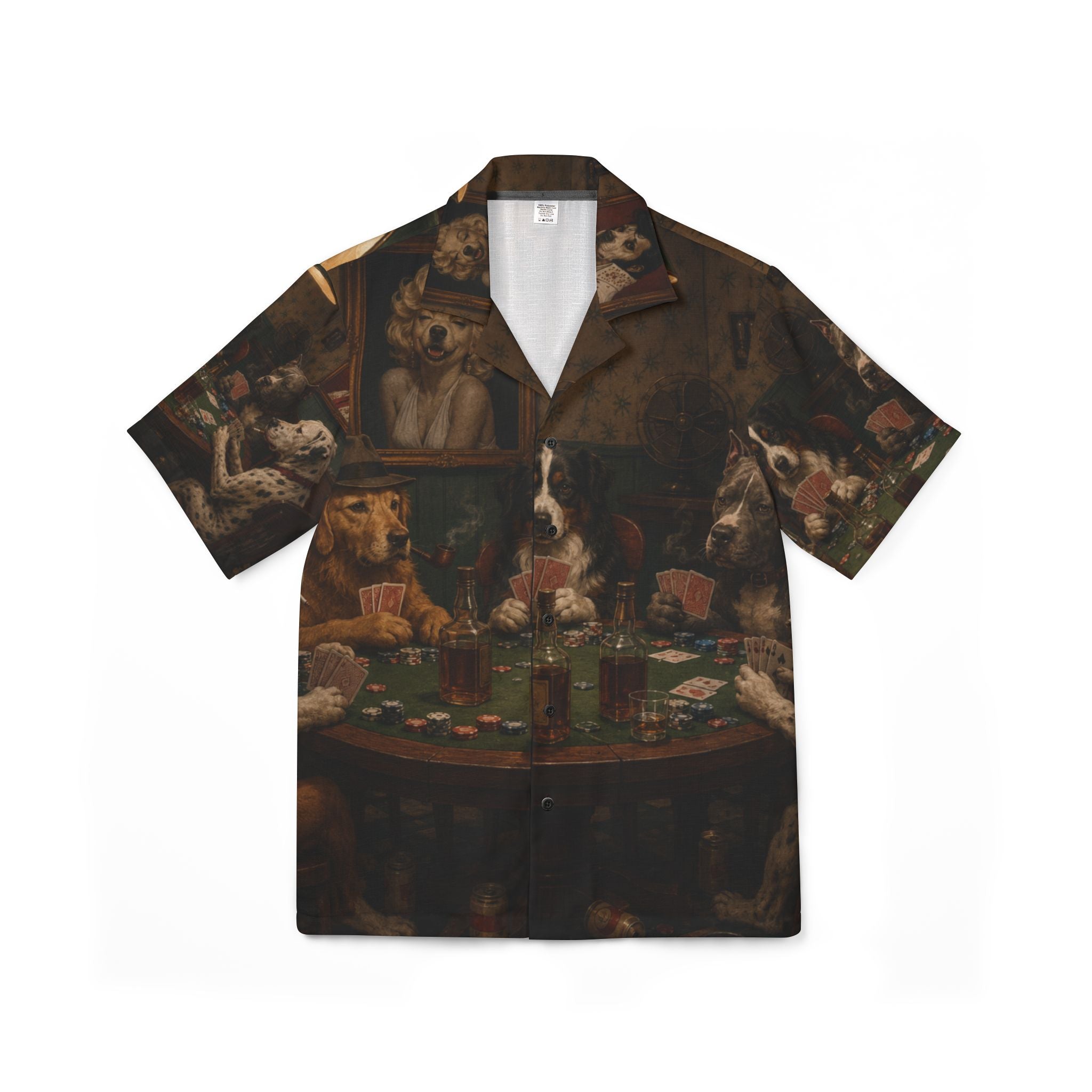 Men's Hawaiian Camp Shirt (AOP). 50s poker dogs