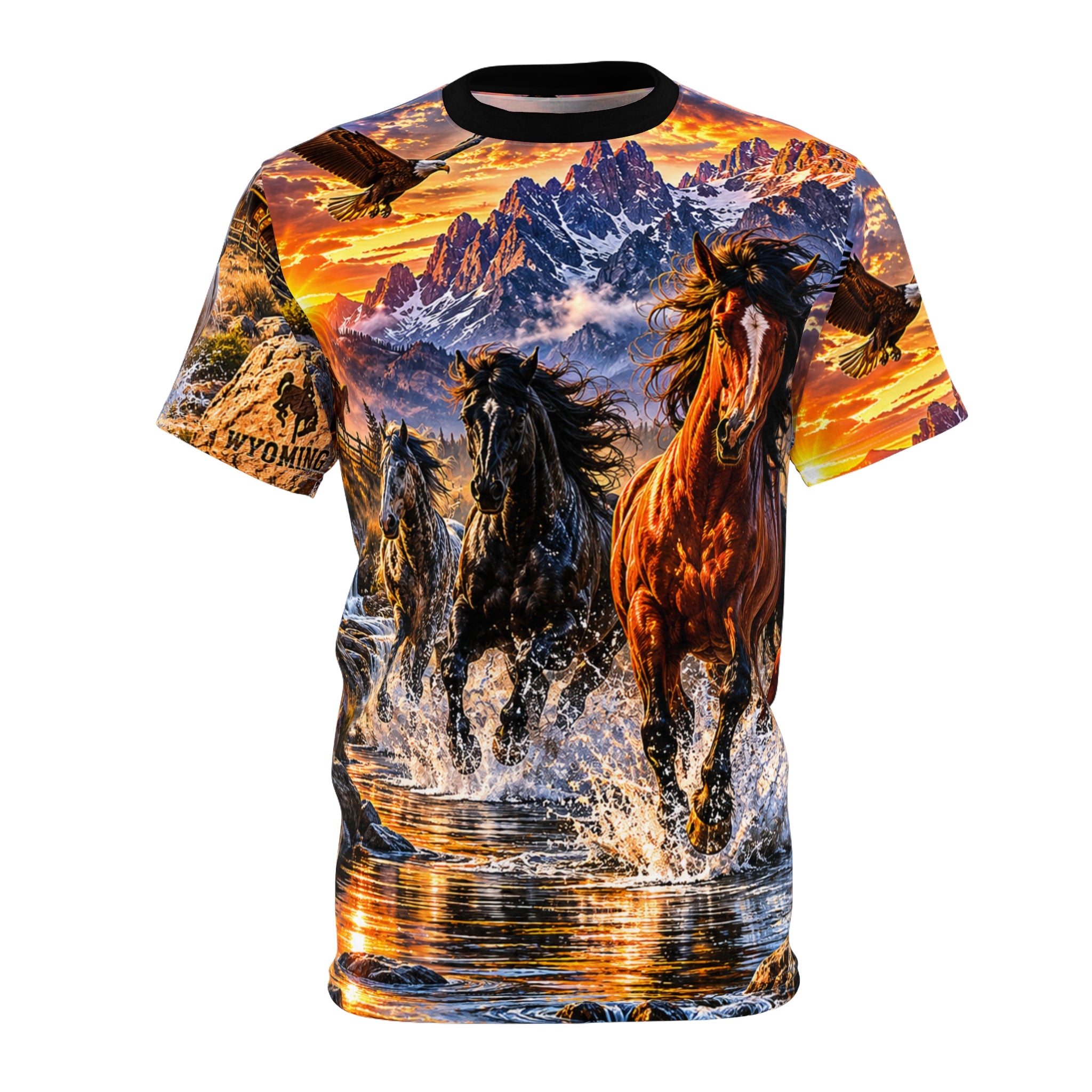Unisex Cut and Sew Tee (AOP)  wild Wyoming horses
