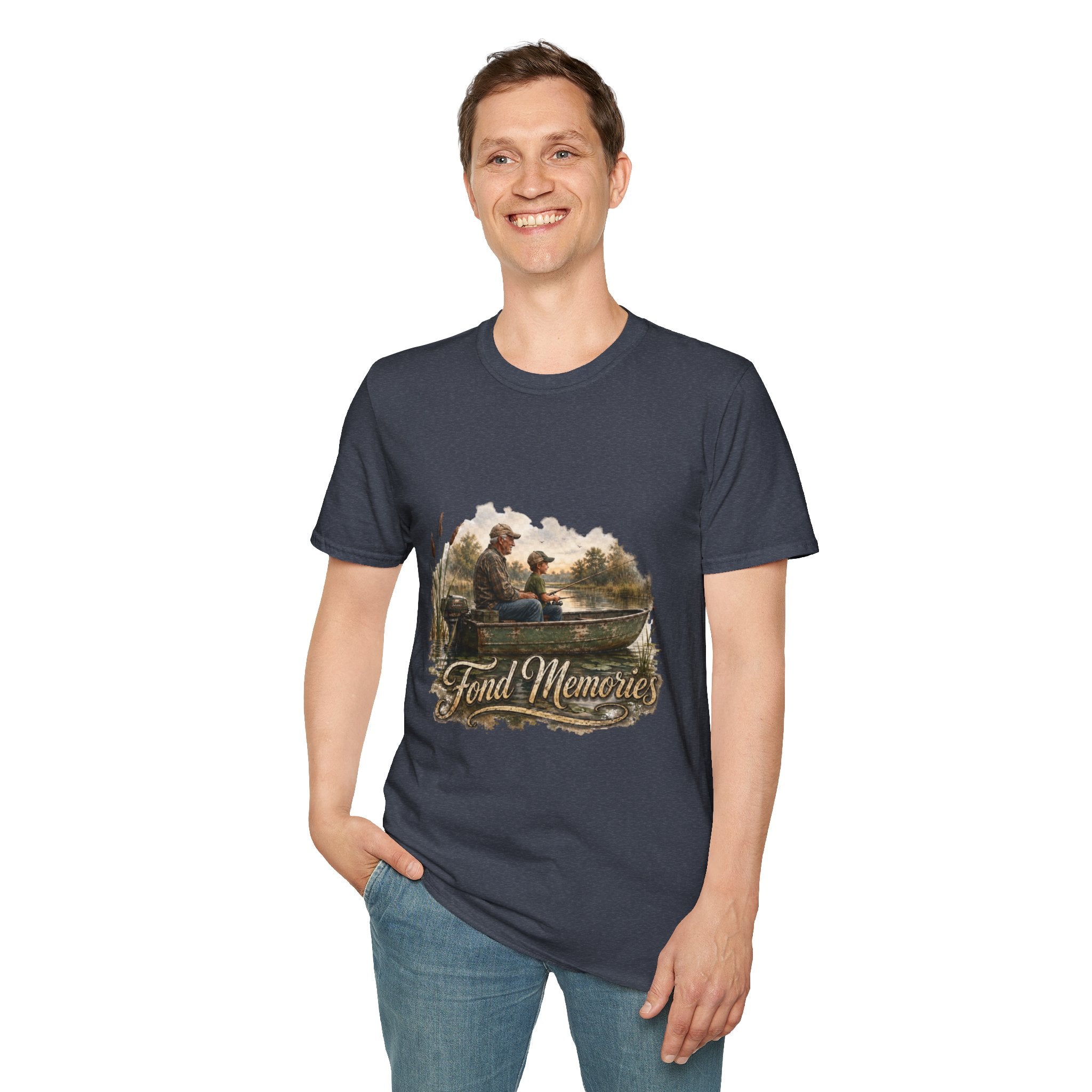 Grandpa and Grandson Fishing Unisex Softstyle T-Shirt