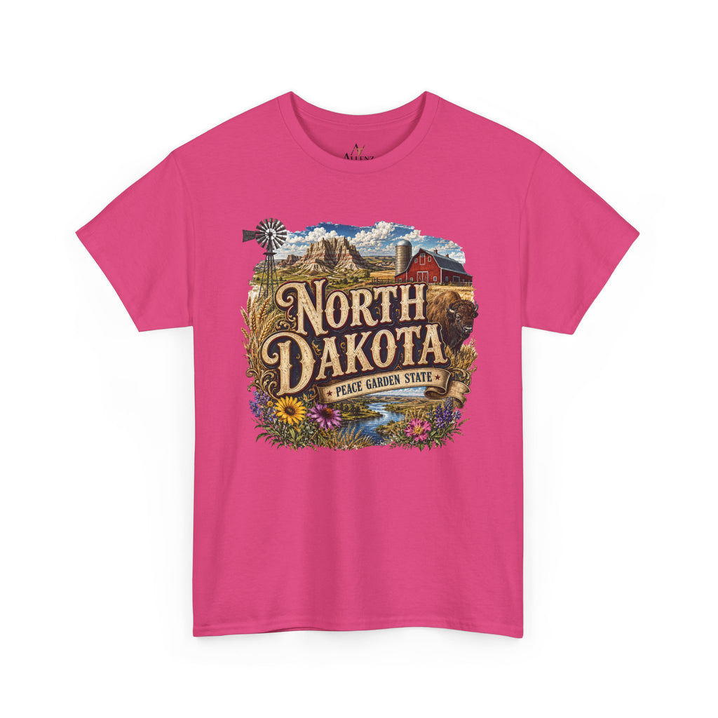 Unisex Heavy Cotton Tee🌾 North Dakota – Wide Open Beauty and Prairie Pride 🦬🌻
