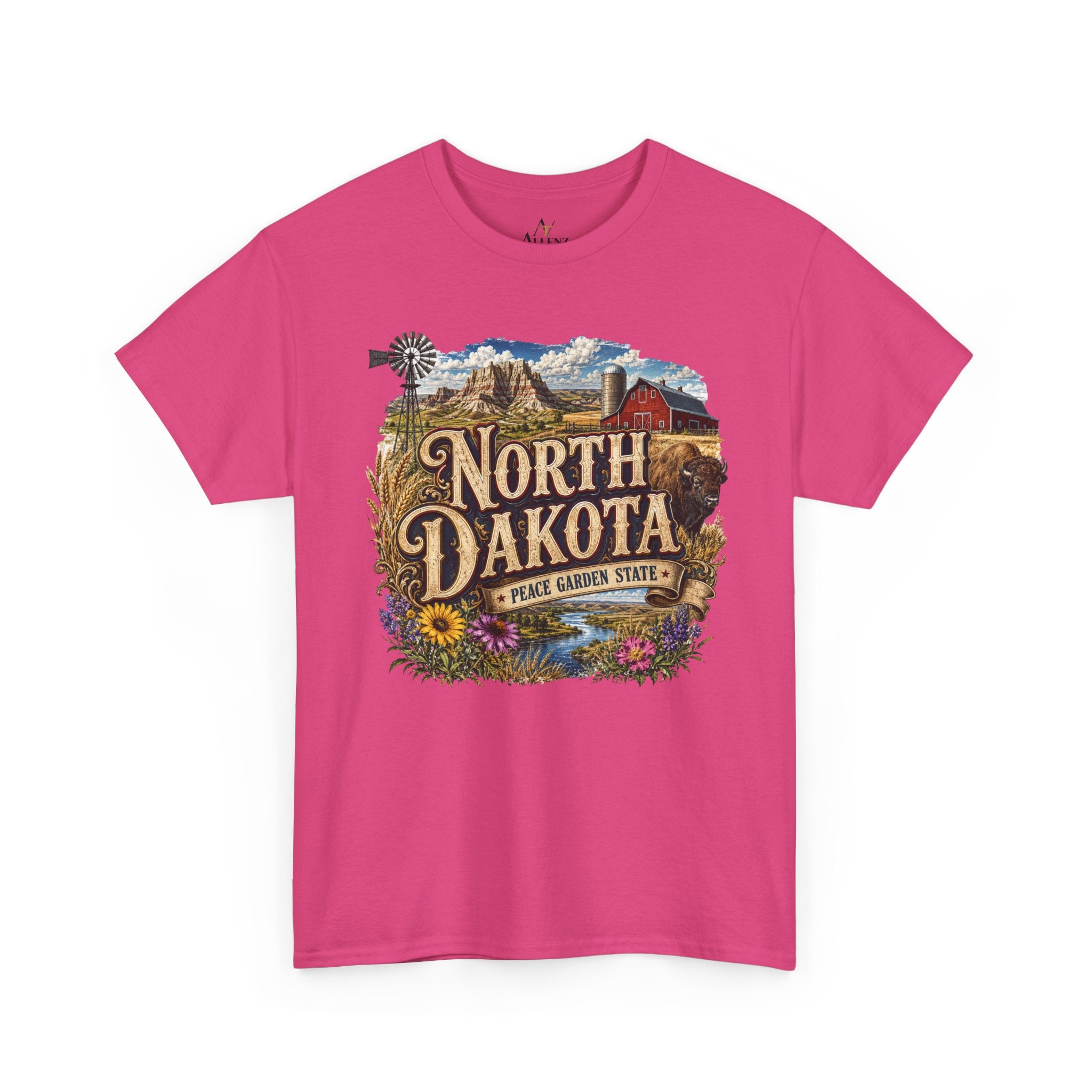 Unisex Heavy Cotton Tee🌾 North Dakota – Wide Open Beauty and Prairie Pride 🦬🌻