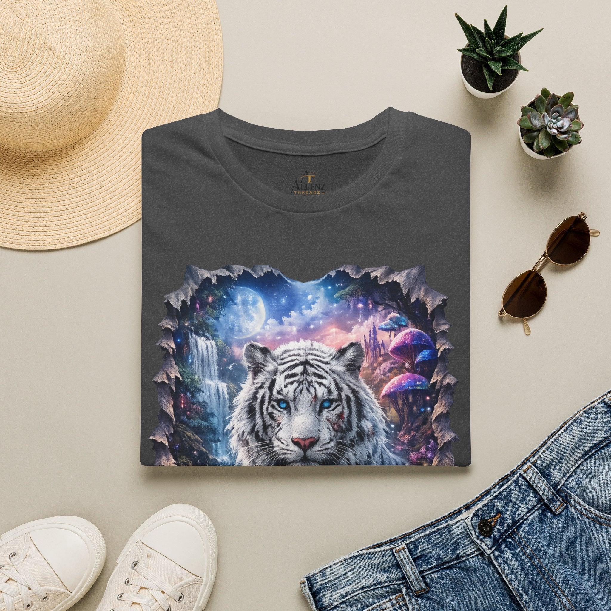 Fantasy white Bengal tiger Unisex Softstyle T-Shirt -