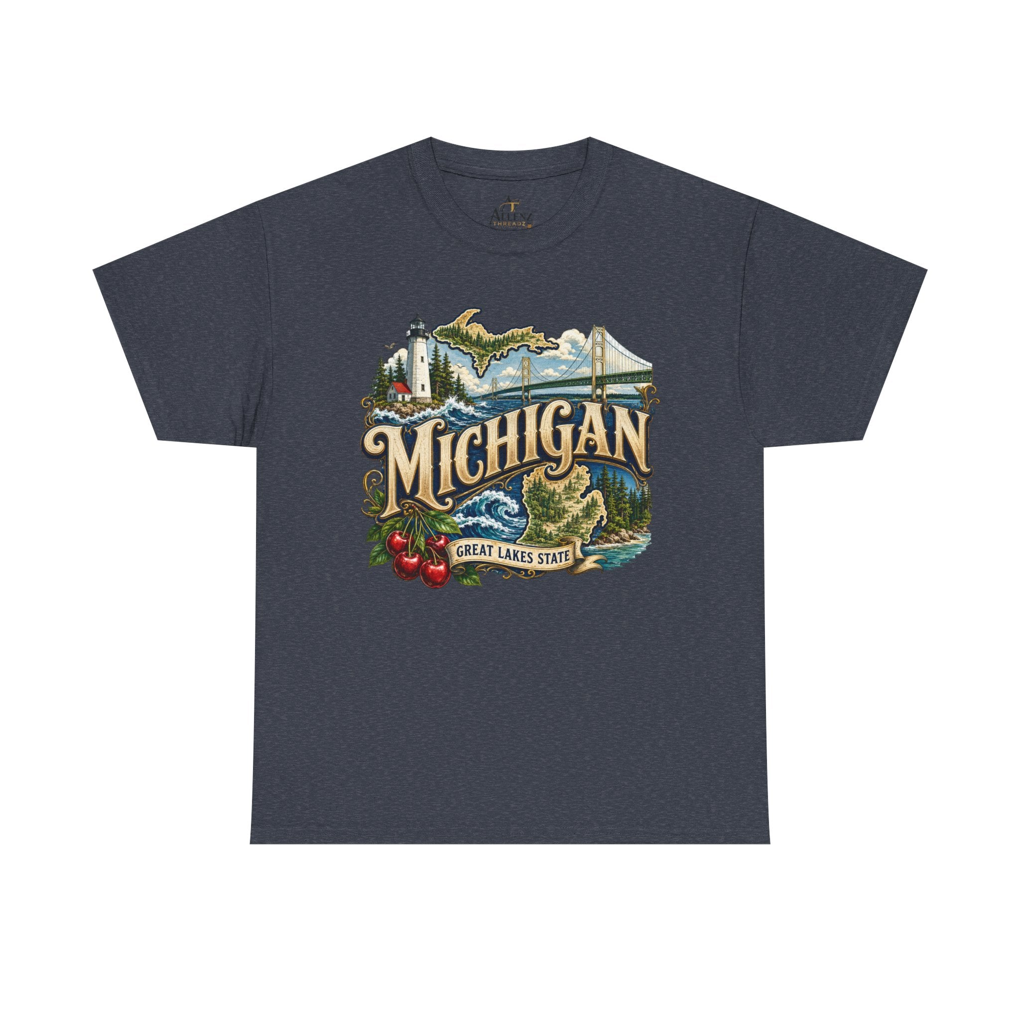 Unisex Heavy Cotton Tee🌊 Michigan – Great Lakes Beauty and Northern Adventure 🌊