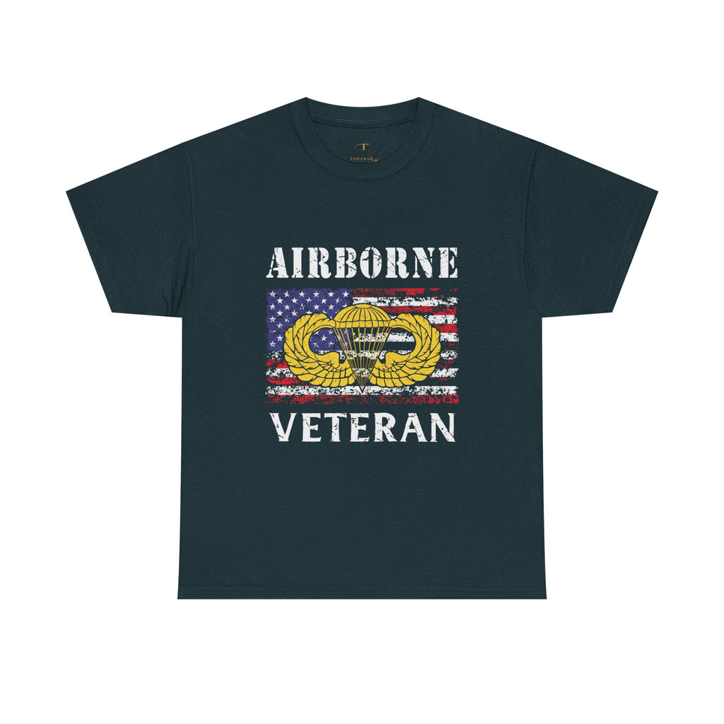 🪂 Airborne Veteran Patriotic Unisex Heavy Cotton Tee