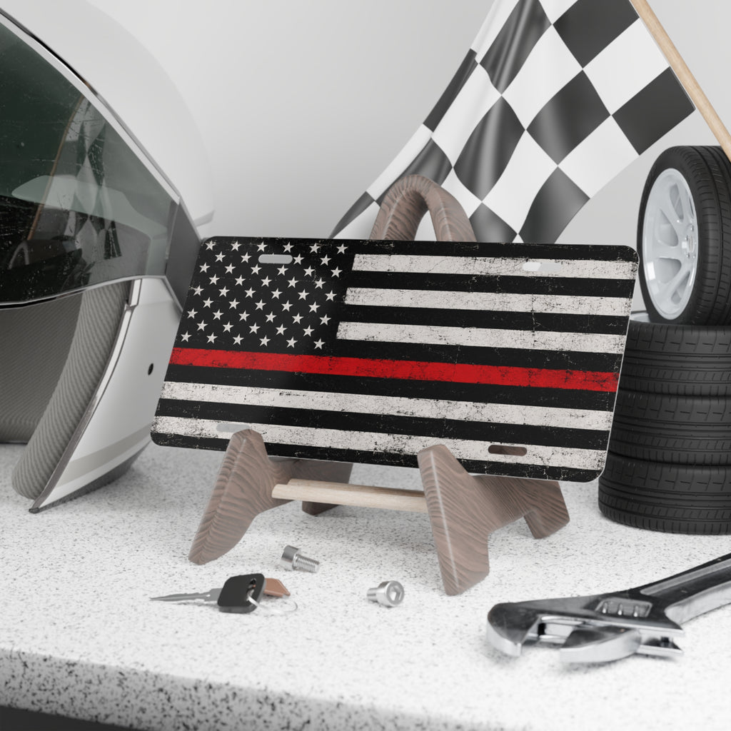 Thin Red Line Flag Vanity License Plate