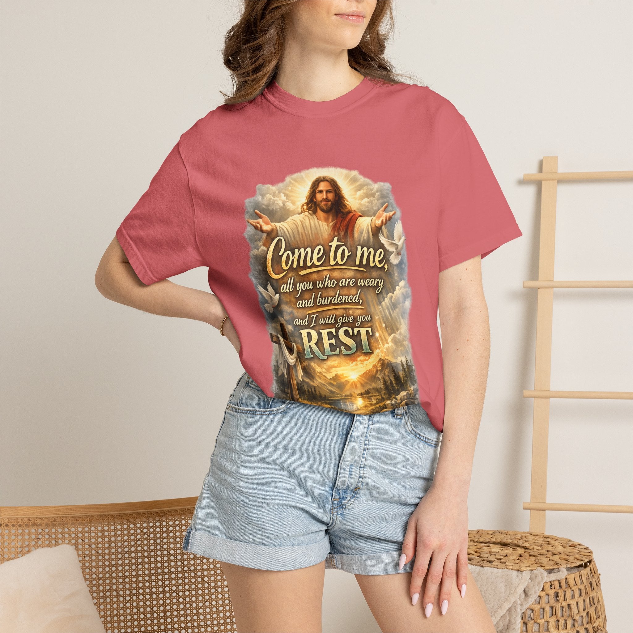 Come to Me Christian T-Shirt — "Come to me... and I will give you REST" Religious Faith Tee