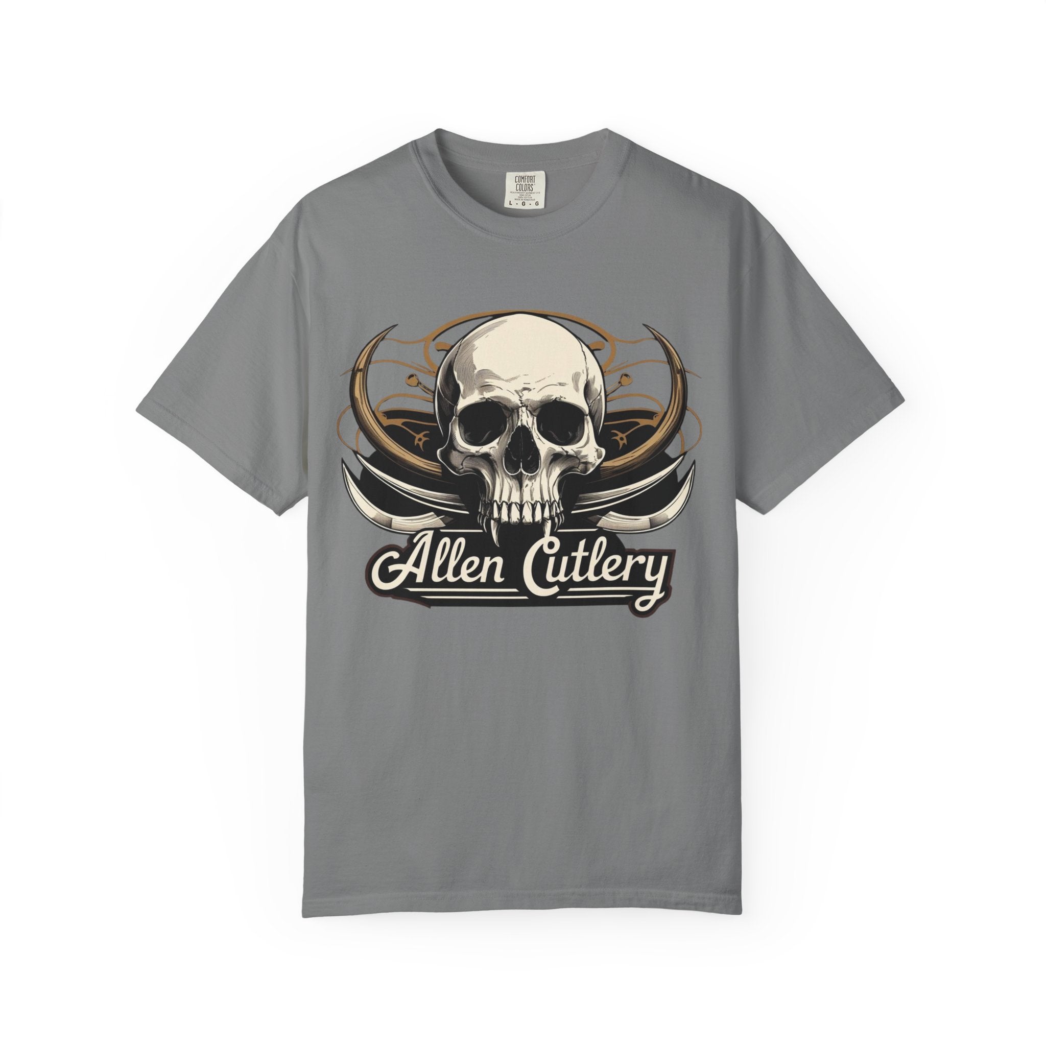 Skull Logo T-Shirt — "Allen Cutlery" Retro Gothic Tee