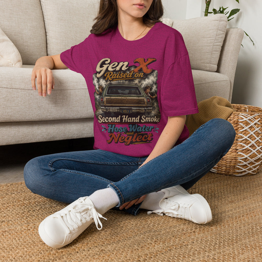 Gen X T-Shirt — "Raised on Secondhand Smoke, Hose Water, Neglect" Retro Car Vintage Tee