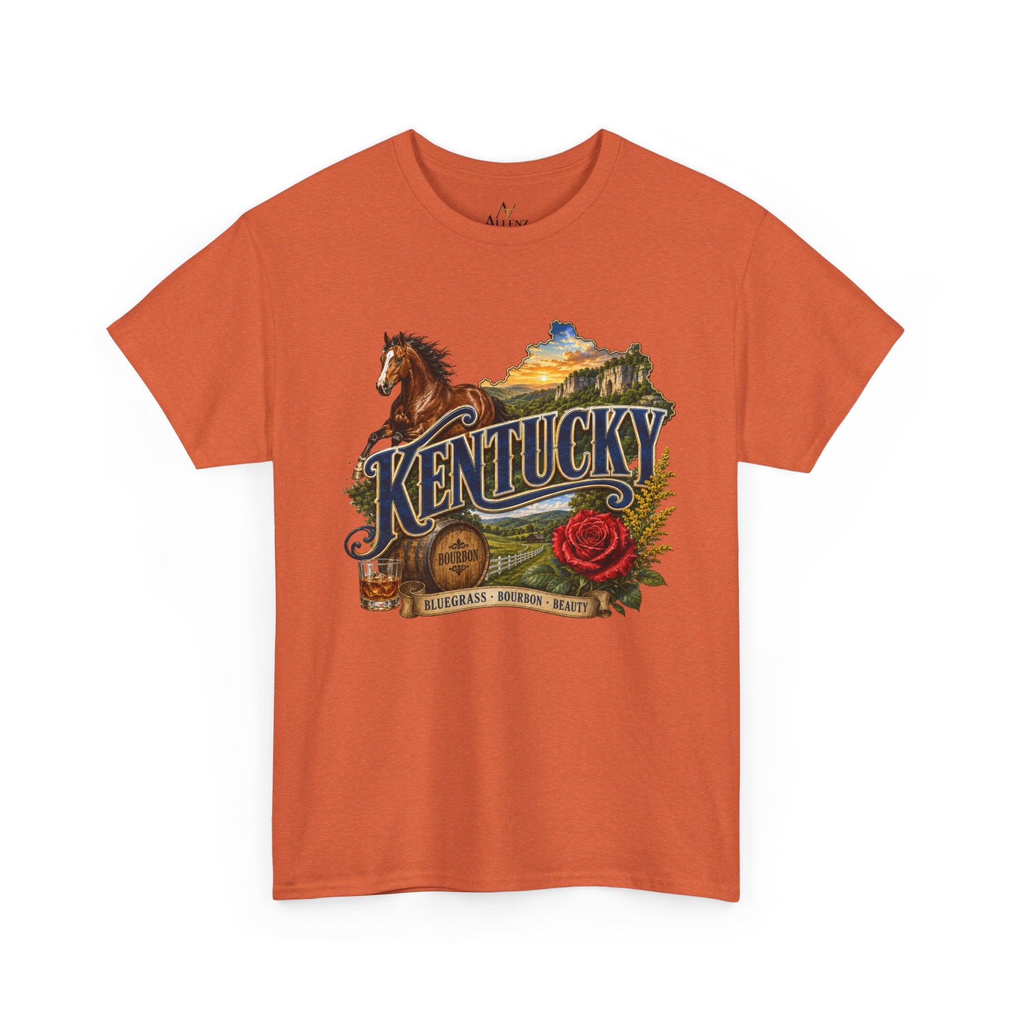 Unisex Heavy Cotton Tee 🐎 Kentucky – Bluegrass, Bourbon and Southern Beauty 🐎