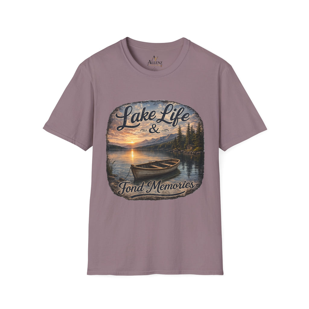 Lake Life T-Shirt — Scenic Sunrise Boat 'Lake Life & Fond Memories'