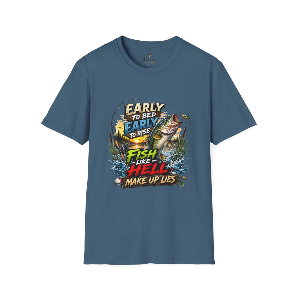 Early To Bed Fishing Unisex Softstyle T-Shirt