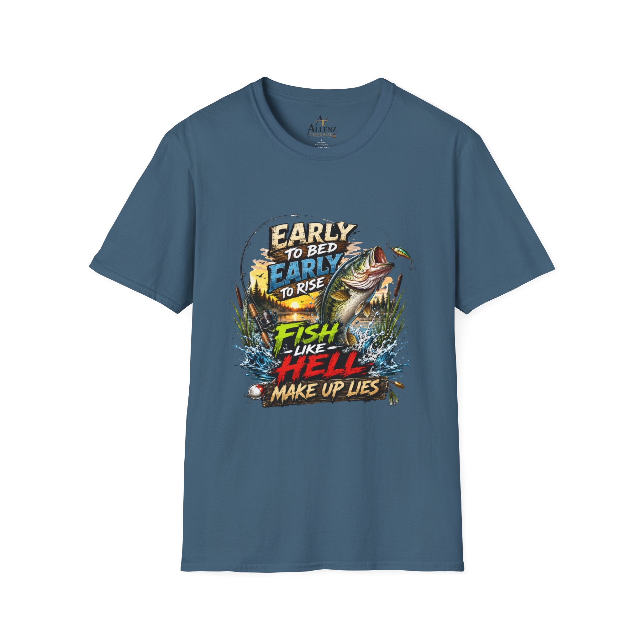Early To Bed Fishing Unisex Softstyle T-Shirt