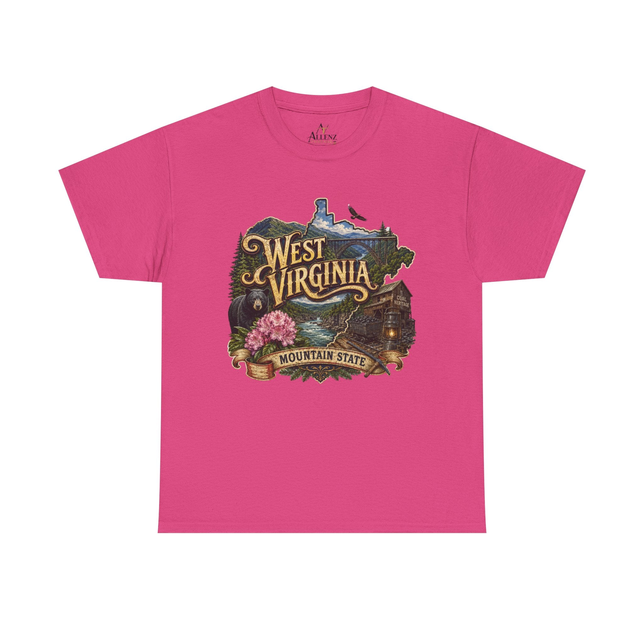 Unisex Heavy Cotton Tee🏔️🖤 West Virginia – Wild and Wonderful Mountain State ⛏️🐻