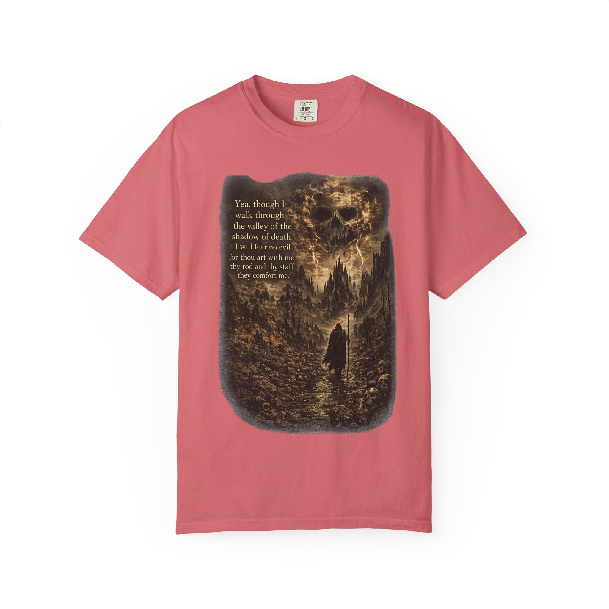 Skull Cavern Gothic T-Shirt — 'You…walk through the valley of the shadow of death' Graphic Tee