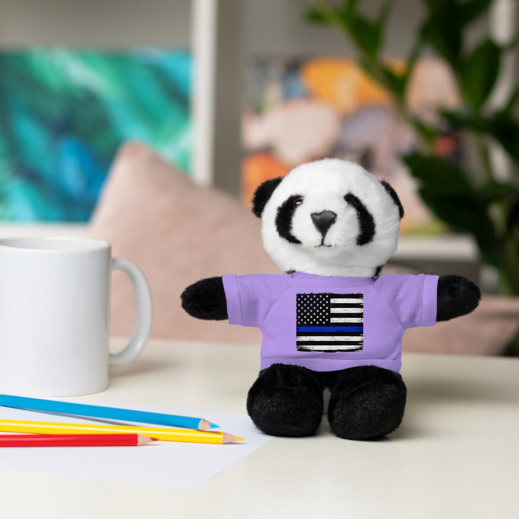 Kids Stuffed Animal with Thin Blue line flag Tee