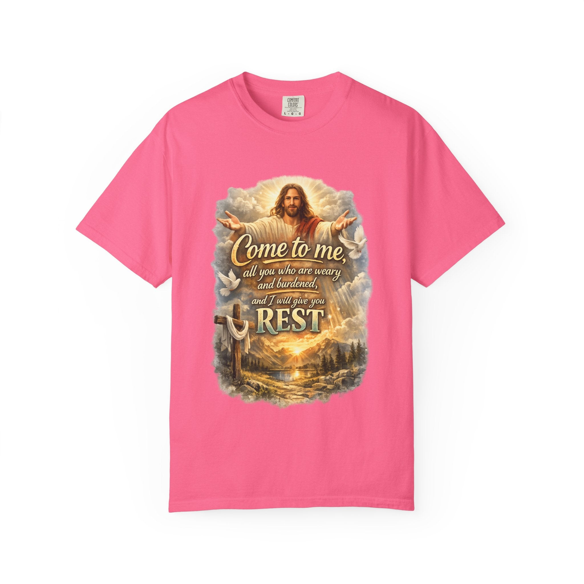 Come to Me Christian T-Shirt — "Come to me... and I will give you REST" Religious Faith Tee