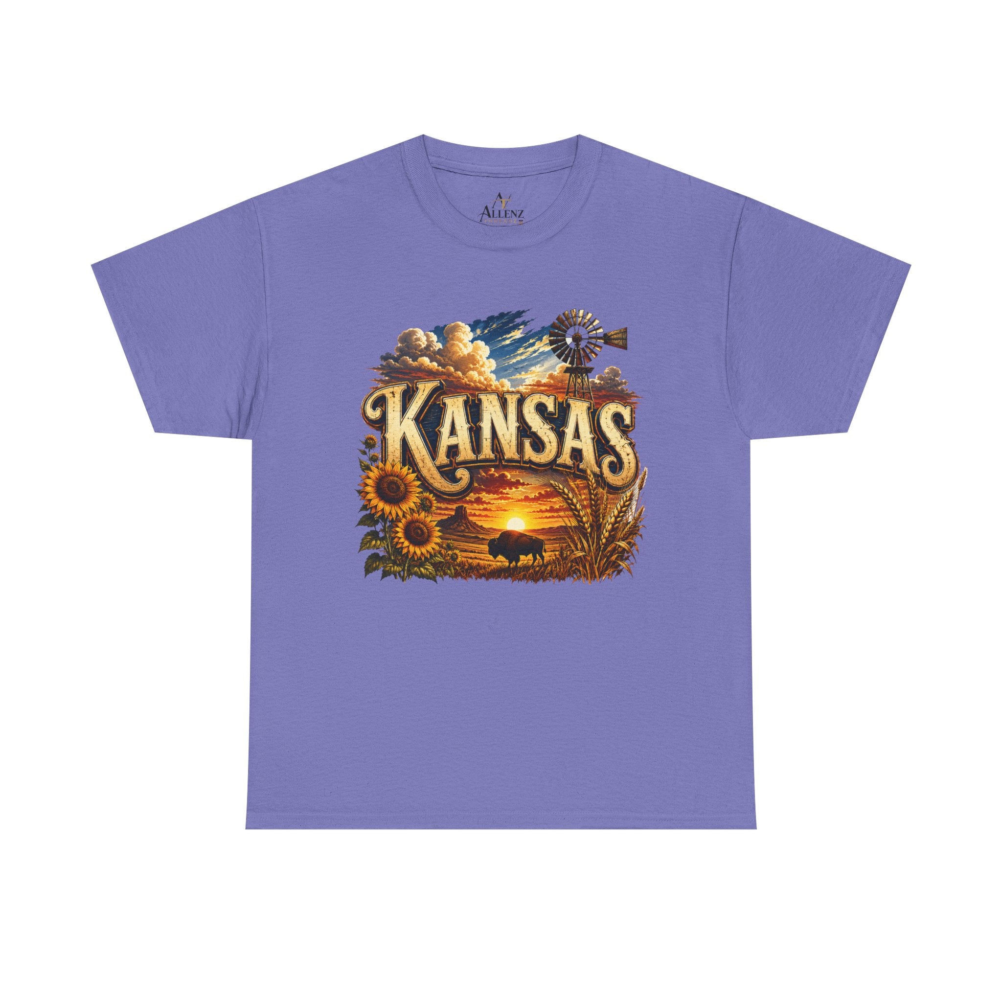 Unisex Heavy Cotton Tee 🌻 Kansas – Wide Open Skies and Heartland Heritage 🌻