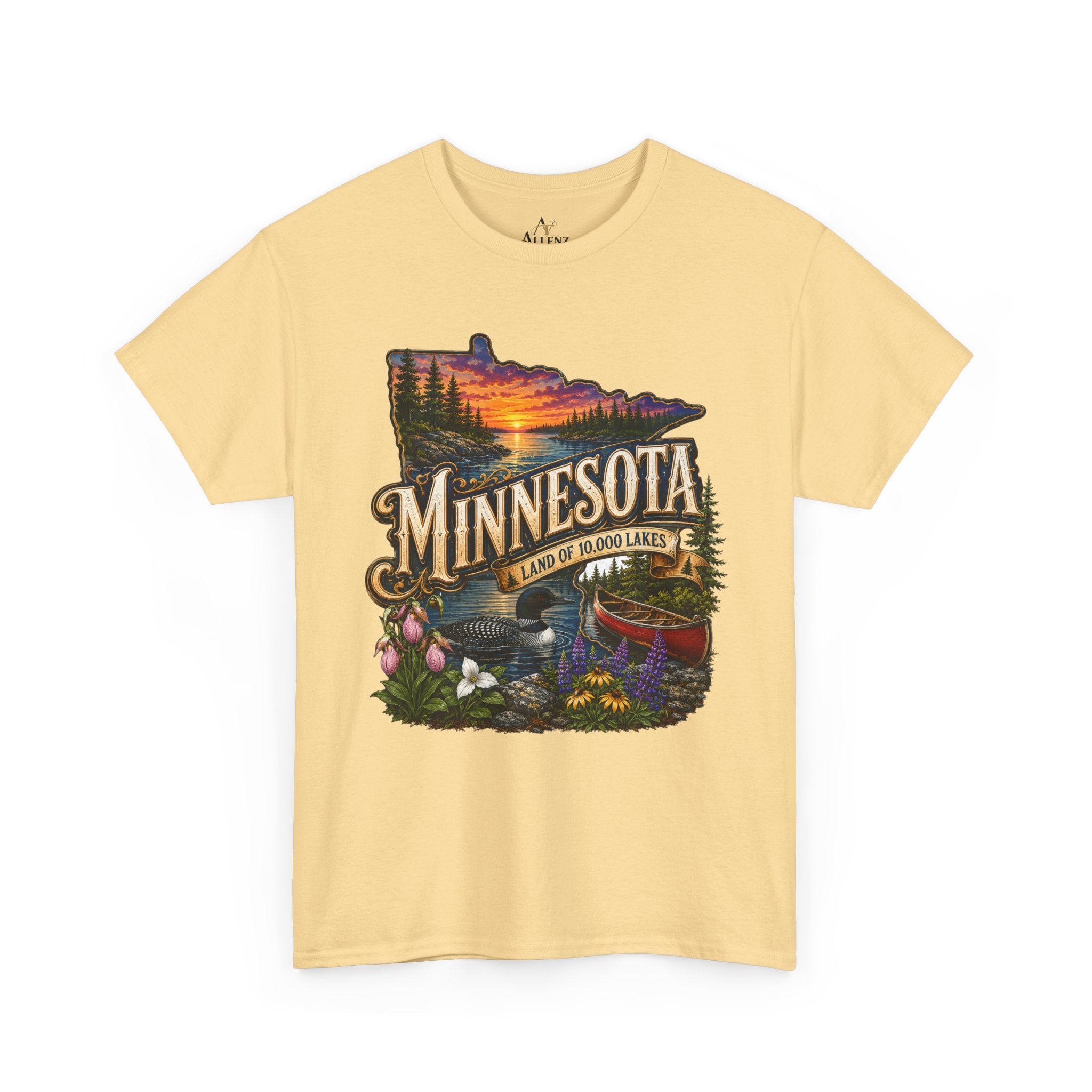 Unisex Heavy Cotton Tee🌲 Minnesota – Land of 10,000 Lakes Adventure 🌲