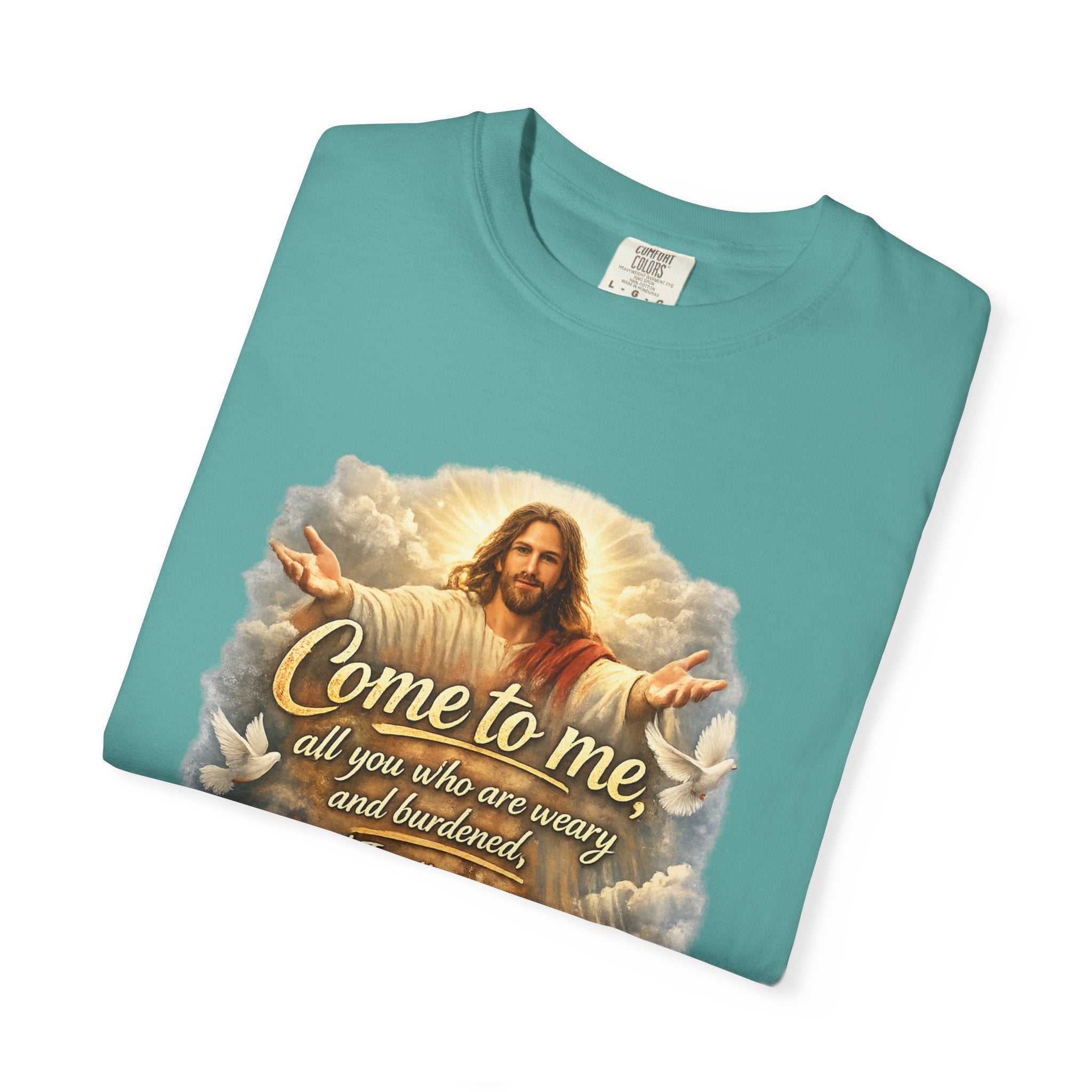 Come to Me Christian T-Shirt — "Come to me... and I will give you REST" Religious Faith Tee