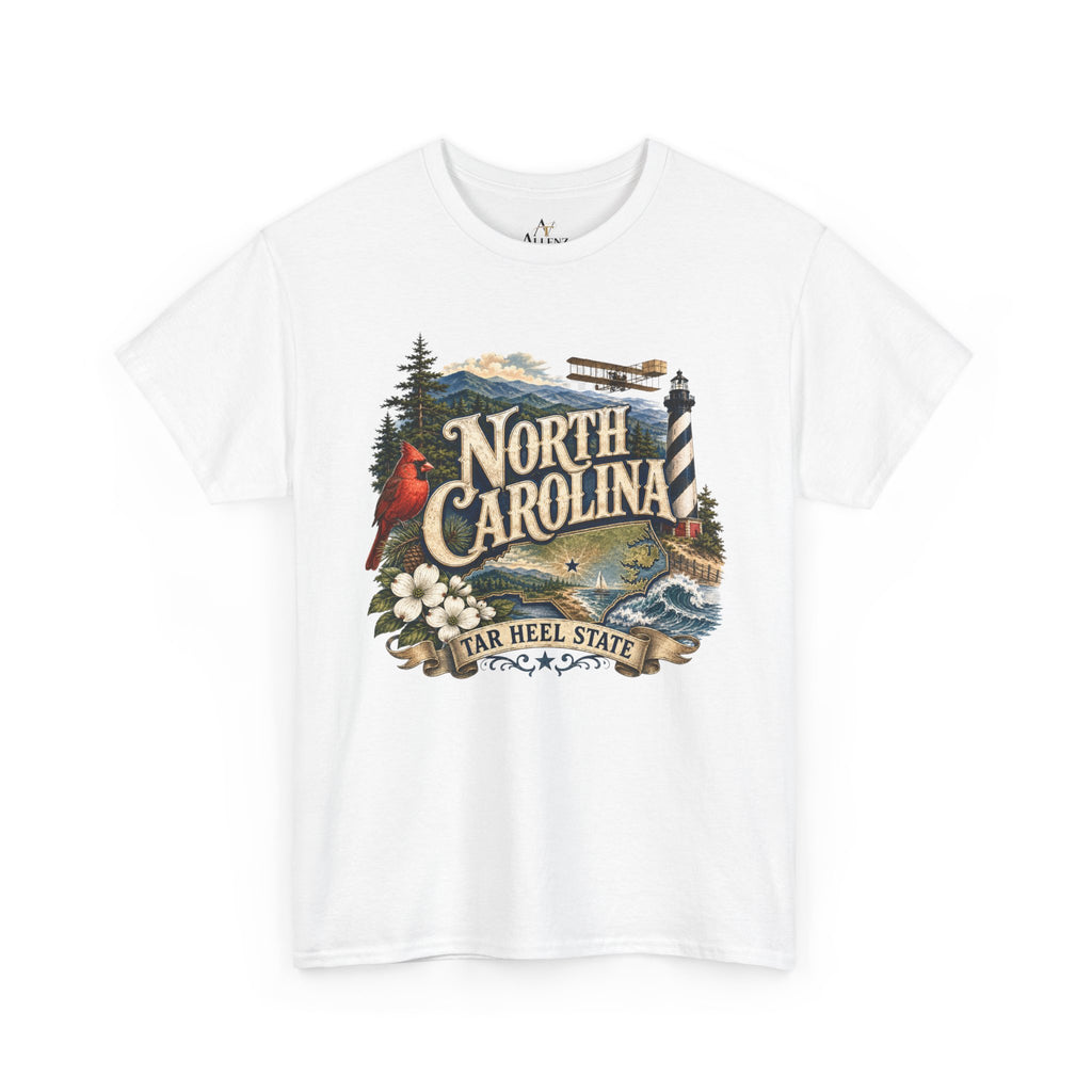 Unisex Heavy Cotton Tee🌲 North Carolina – Coastal Beauty and Mountain Adventure 🌊✈️