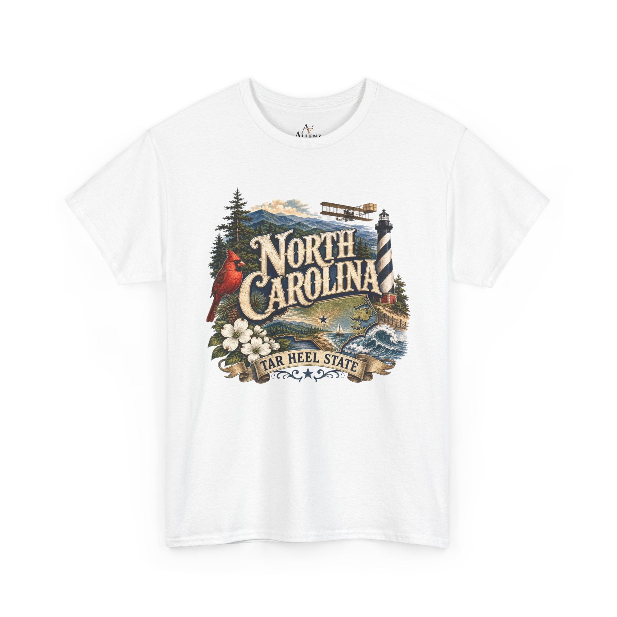 Unisex Heavy Cotton Tee🌲 North Carolina – Coastal Beauty and Mountain Adventure 🌊✈️