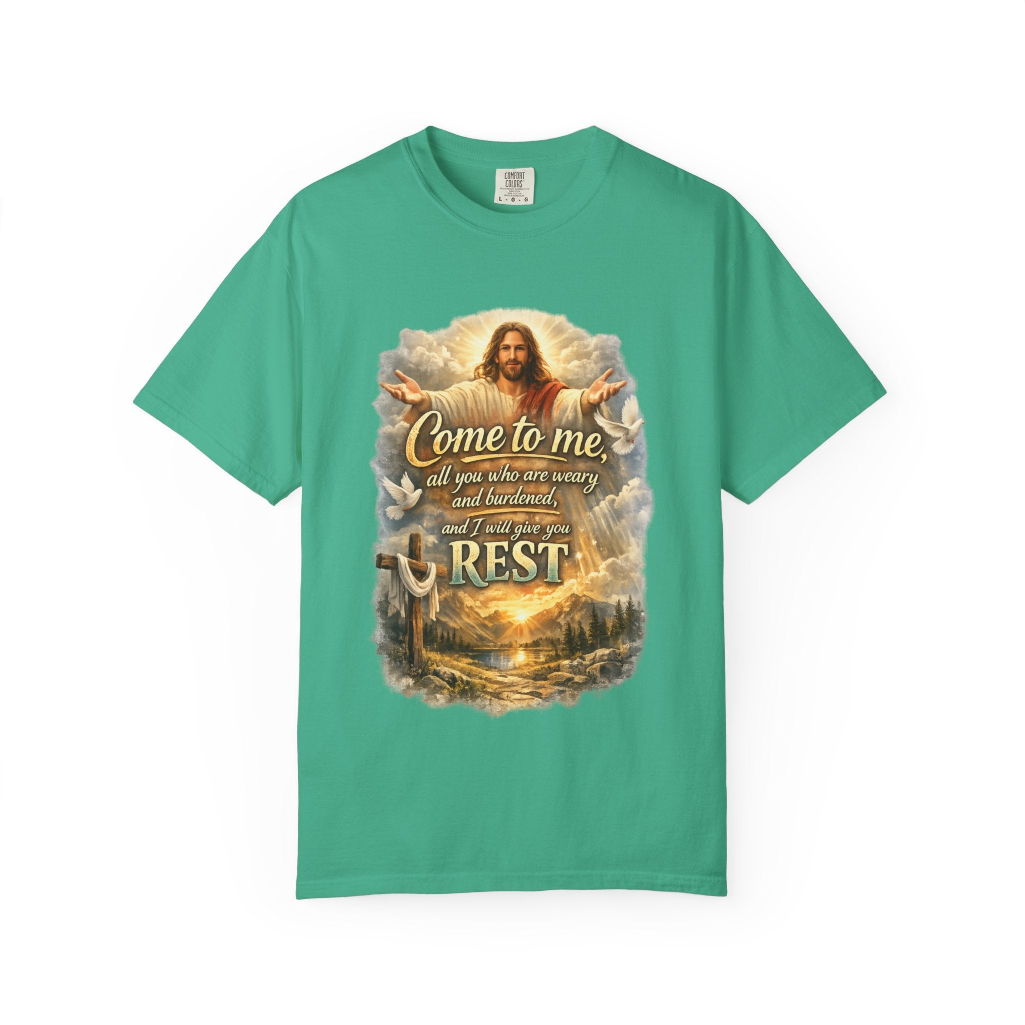 Come to Me Christian T-Shirt — "Come to me... and I will give you REST" Religious Faith Tee