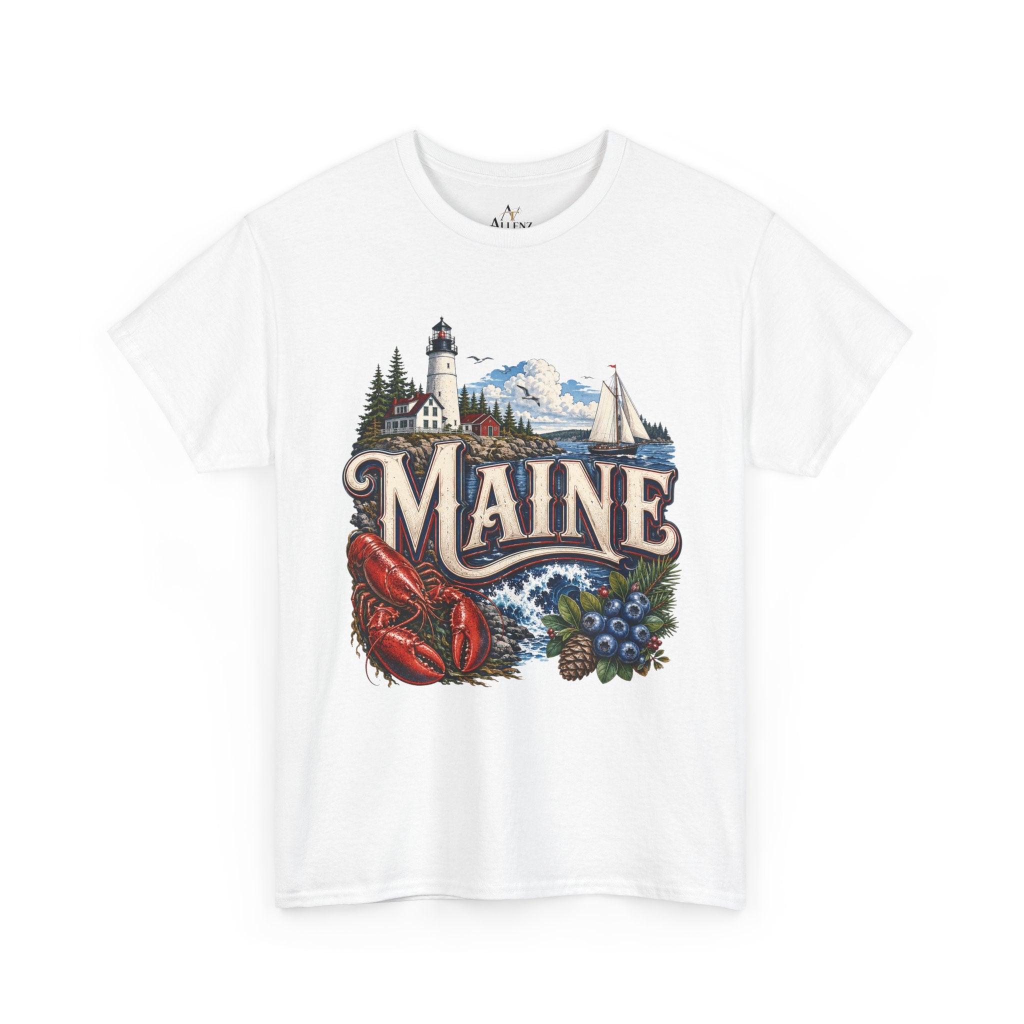 Unisex Heavy Cotton Tee 🦞 Maine – Coastal Beauty and New England Charm 🦞