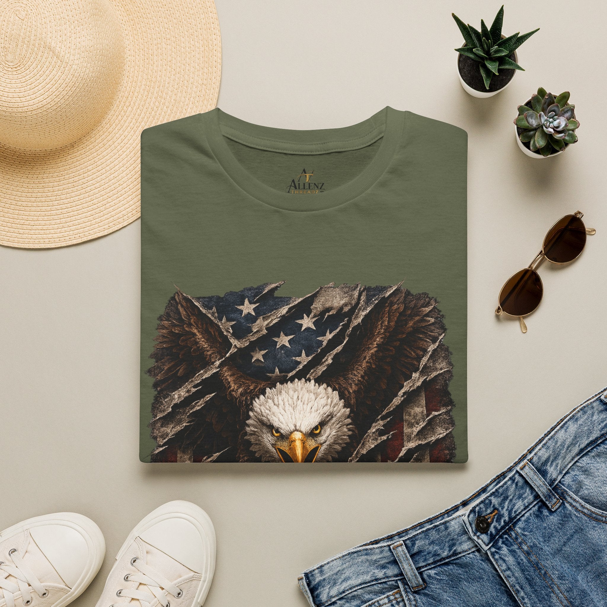 Eagle and Tattered American Flag T-Shirt