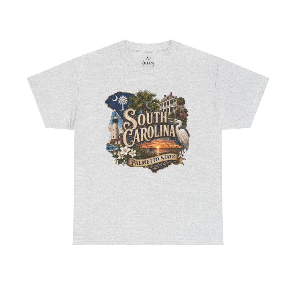 Unisex Heavy Cotton Tee🌴 South Carolina – Timeless Beauty of the Palmetto State 🌅🌊