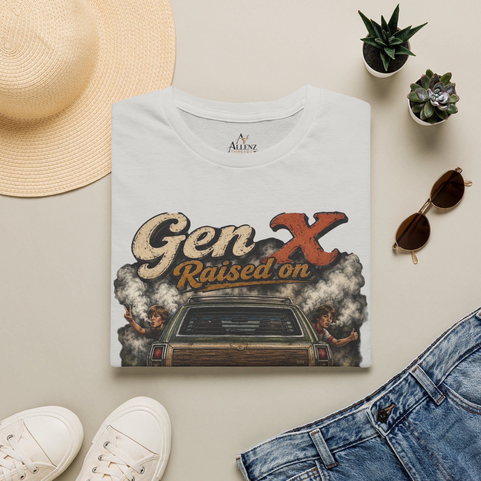 Gen X T-Shirt — "Raised on Secondhand Smoke, Hose Water, Neglect" Retro Car Vintage Tee