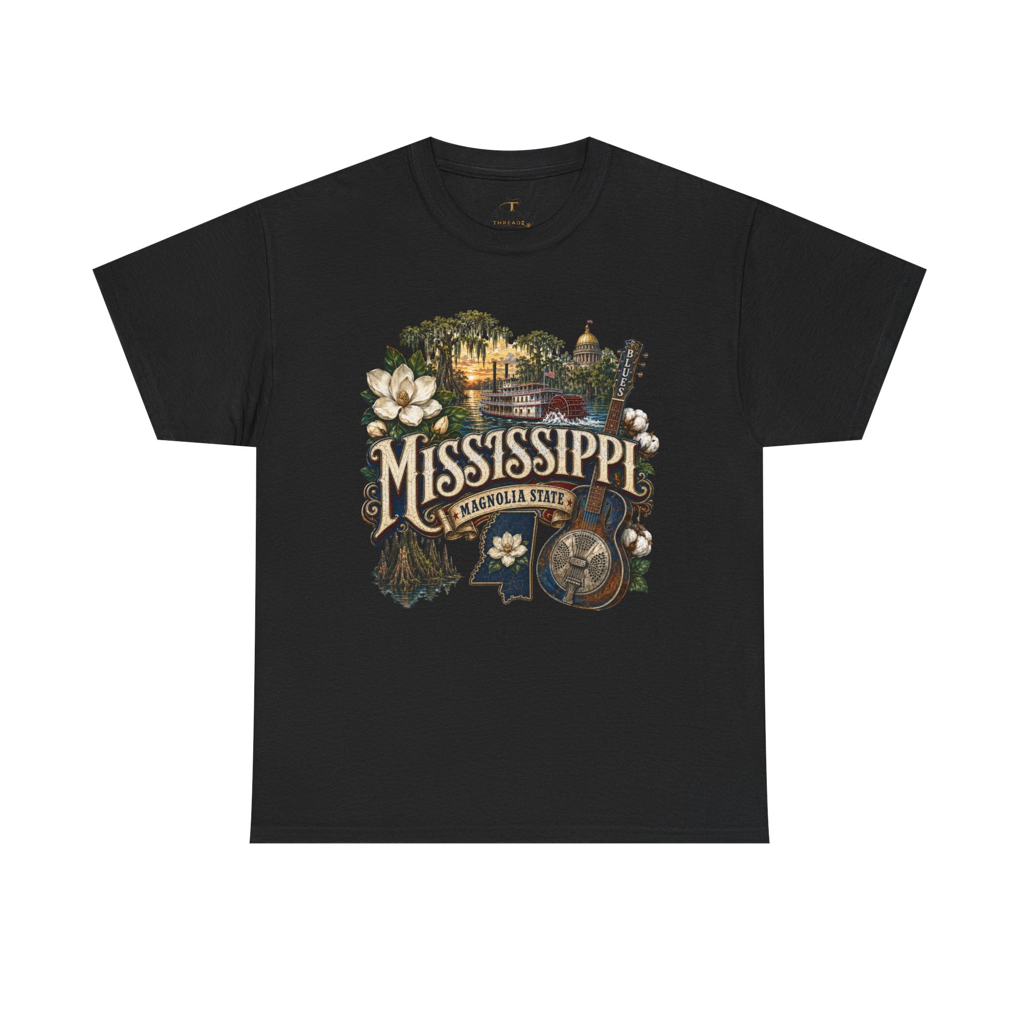Unisex Heavy Cotton Tee🎸 Mississippi – Southern Soul and Magnolia State Pride 🎸