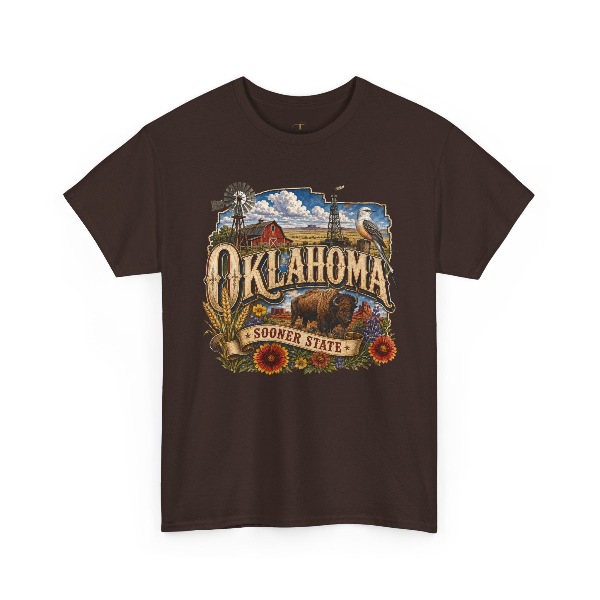 Unisex Heavy Cotton Tee🌾 Oklahoma – Proud Spirit of the Sooner State 🦬🌻