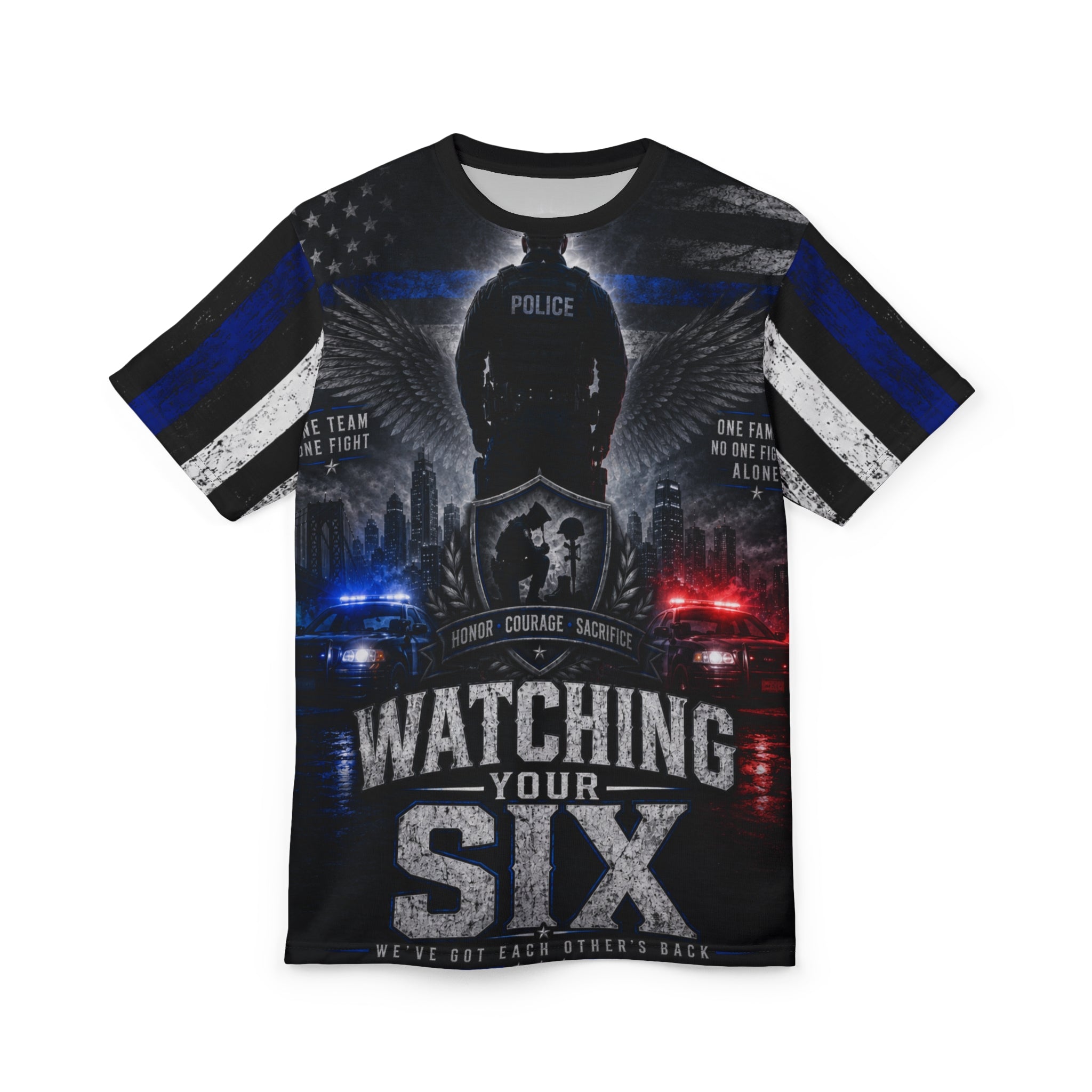 Watching your Six Unisex Cut and Sew Tee (AOP)
