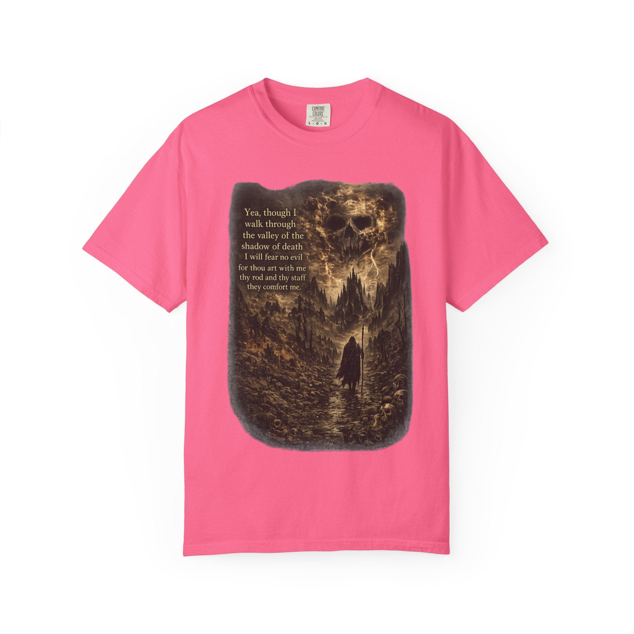 Skull Cavern Gothic T-Shirt — 'You…walk through the valley of the shadow of death' Graphic Tee