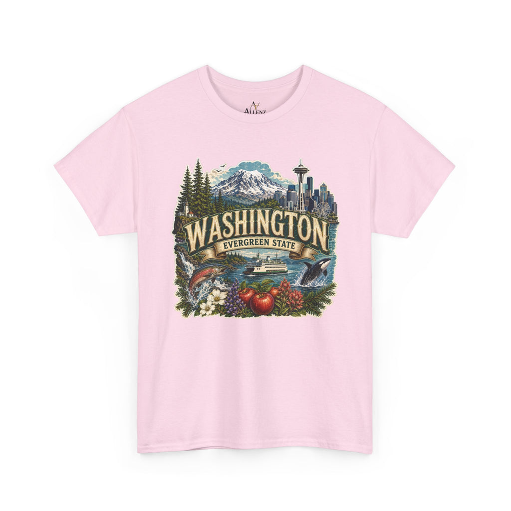 Unisex Heavy Cotton Tee🌲🏔️ Washington – Spirit of the Evergreen State 🚢🐋
