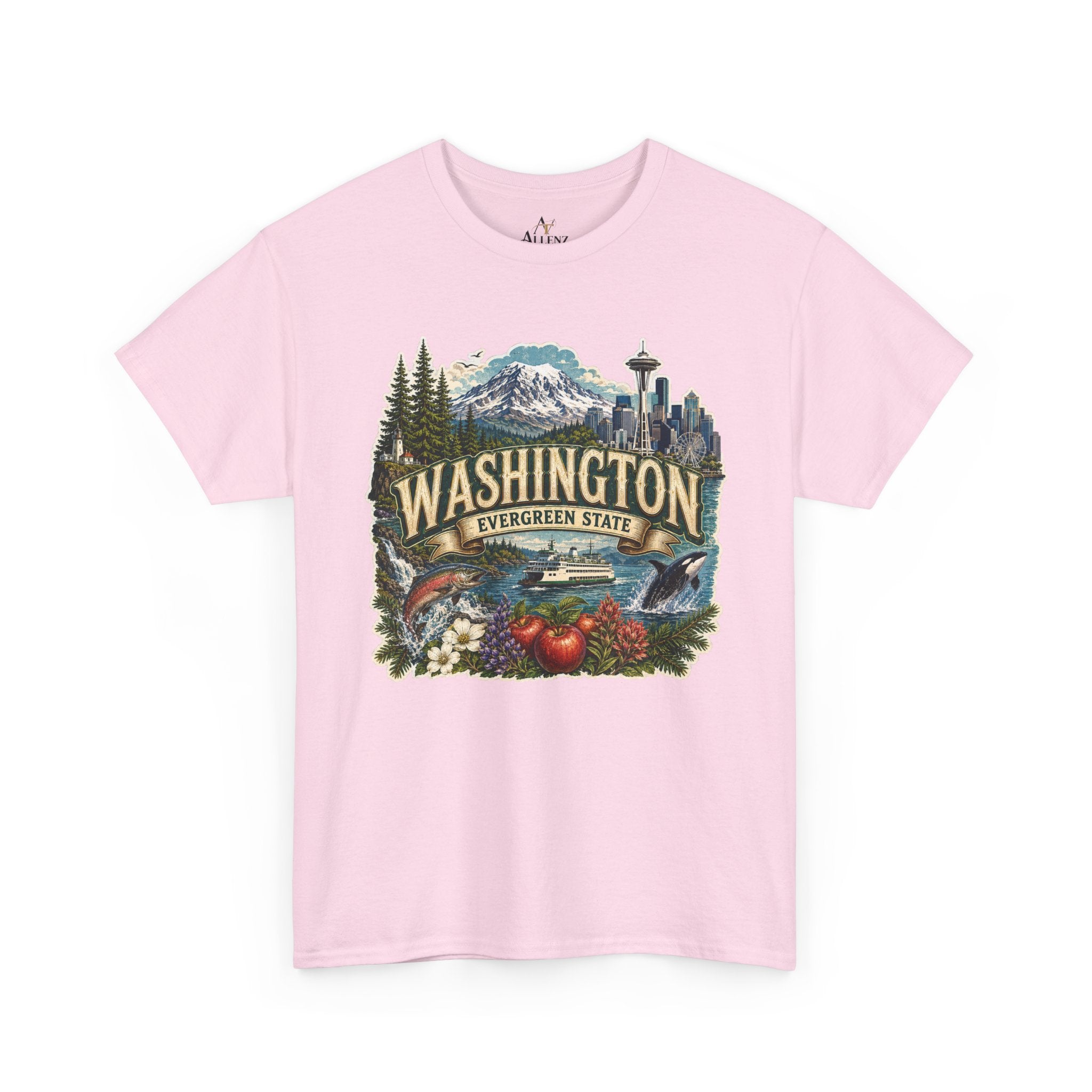 Unisex Heavy Cotton Tee🌲🏔️ Washington – Spirit of the Evergreen State 🚢🐋