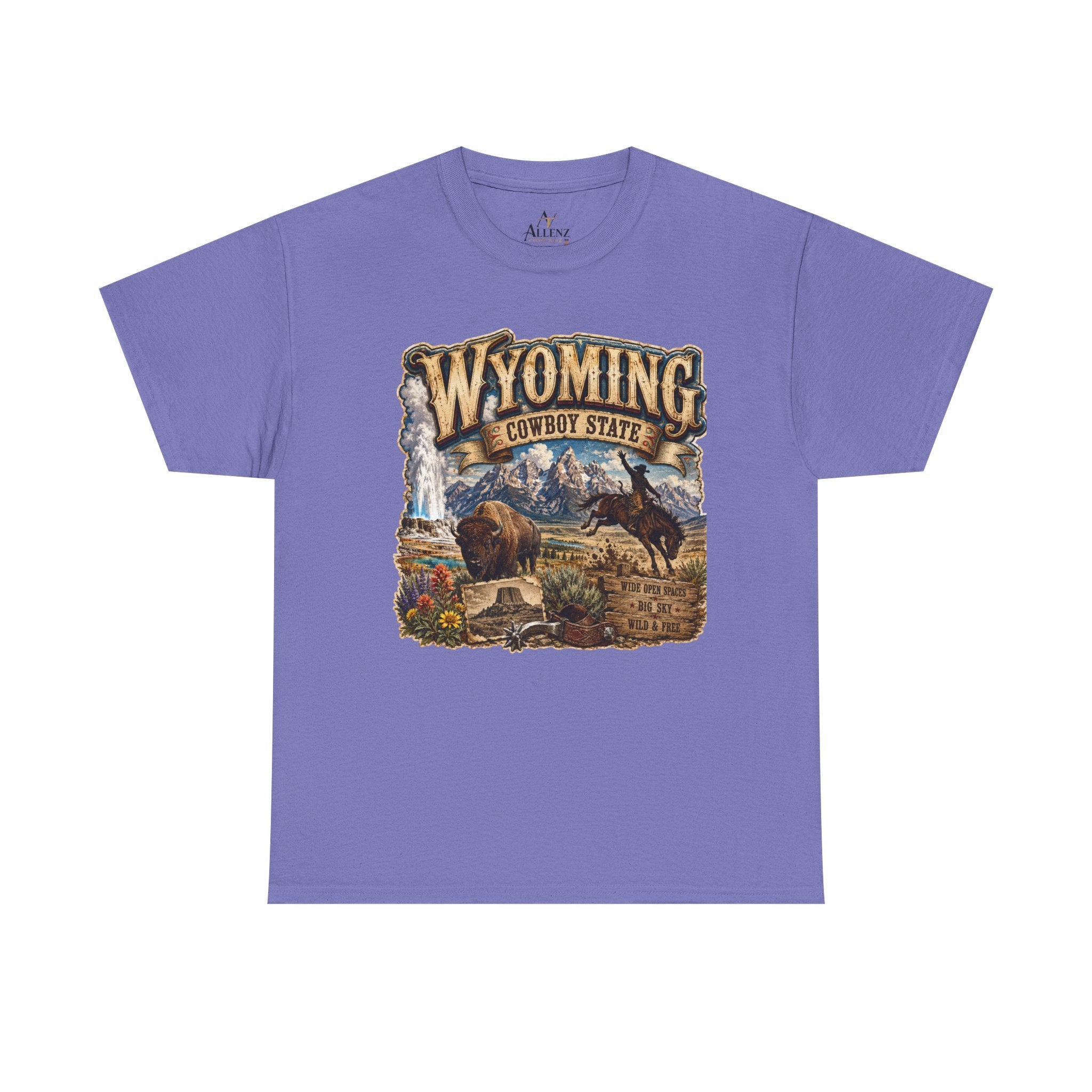 Unisex Heavy Cotton Tee🤠🏔️ Wyoming – The Cowboy State 🦬🌄