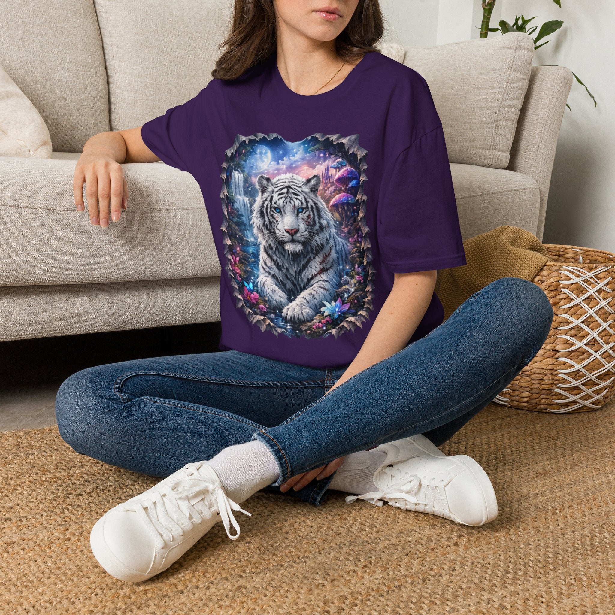 Fantasy white Bengal tiger Unisex Softstyle T-Shirt -