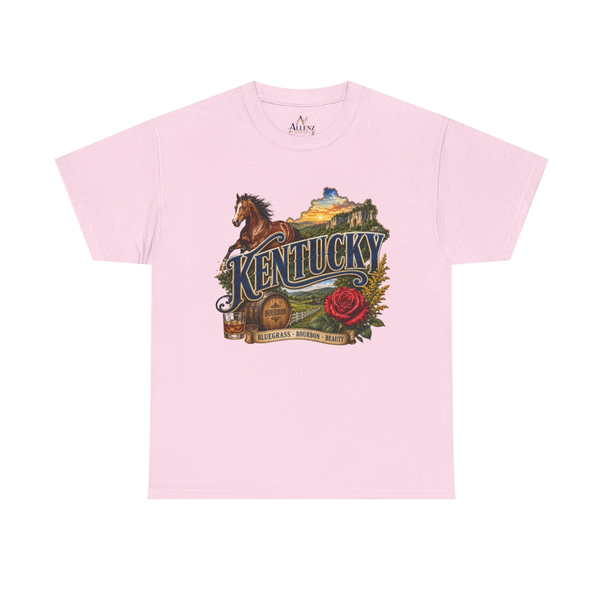 Unisex Heavy Cotton Tee 🐎 Kentucky – Bluegrass, Bourbon and Southern Beauty 🐎