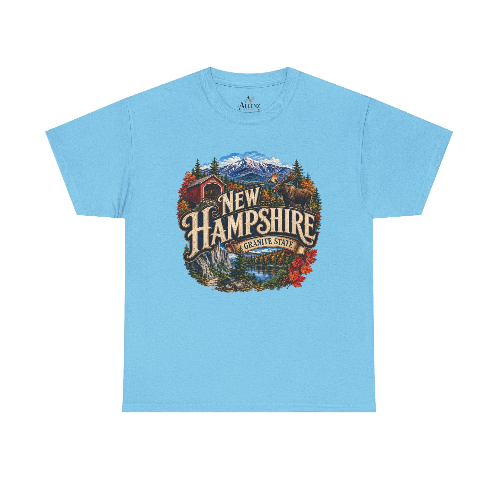 Unisex Heavy Cotton Tee🏔️ New Hampshire – Granite State Adventure and Autumn Beauty 🍁🫎