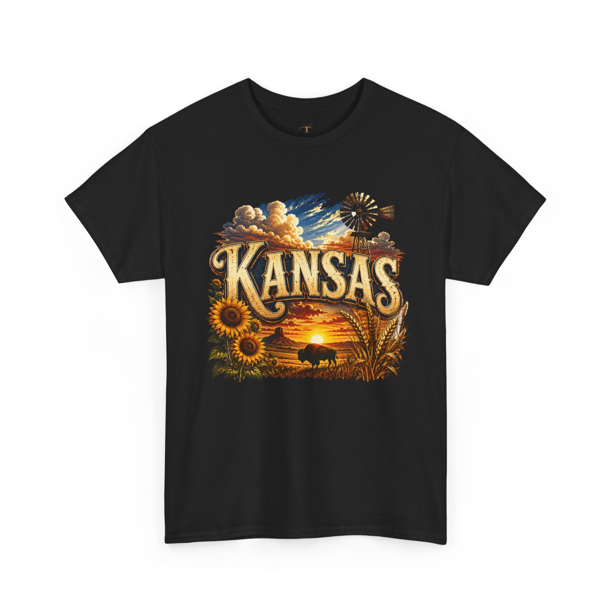Unisex Heavy Cotton Tee 🌻 Kansas – Wide Open Skies and Heartland Heritage 🌻