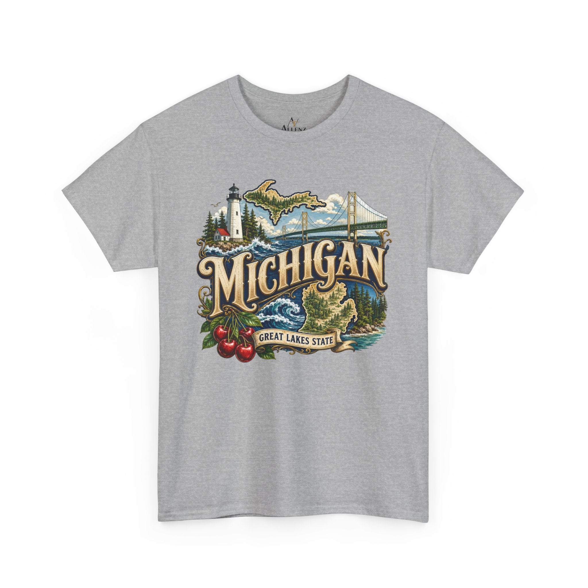 Unisex Heavy Cotton Tee🌊 Michigan – Great Lakes Beauty and Northern Adventure 🌊