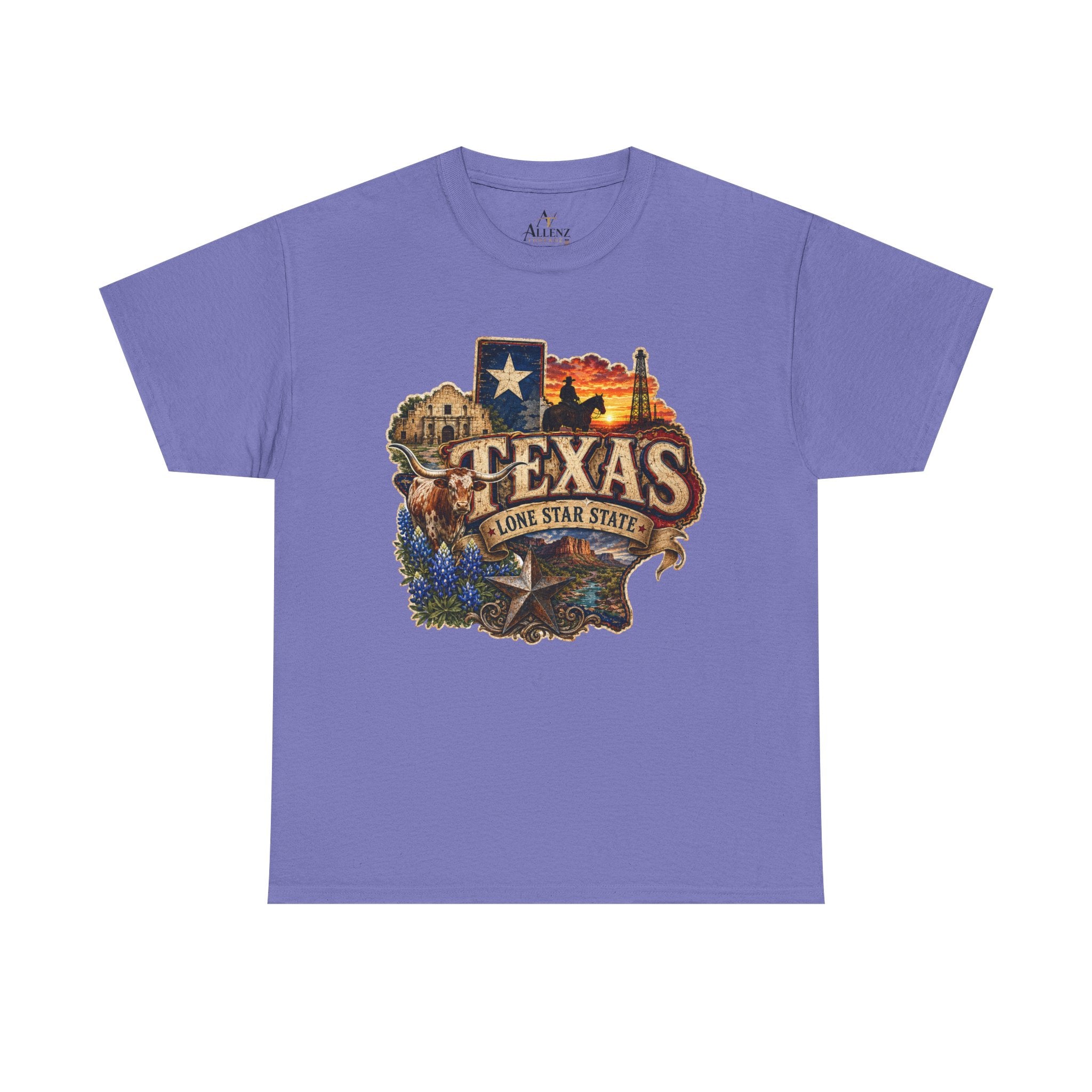 Unisex Heavy Cotton Tee⭐🤠 Texas – Pride of the Lone Star State 🌵🐂
